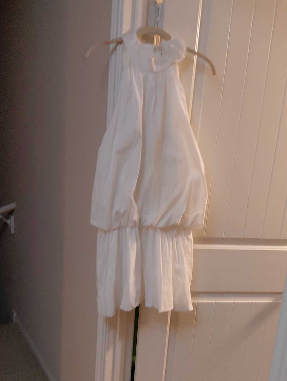 White Halter Bubble-Hem Top